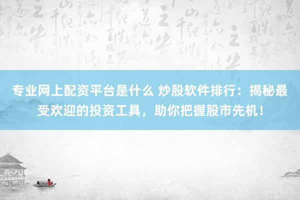 专业网上配资平台是什么 炒股软件排行：揭秘最受欢迎的投资工具，助你把握股市先机！