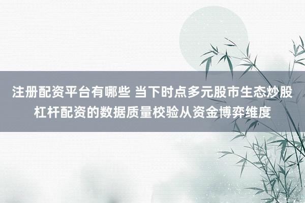 注册配资平台有哪些 当下时点多元股市生态炒股杠杆配资的数据质量校验从资金博弈维度